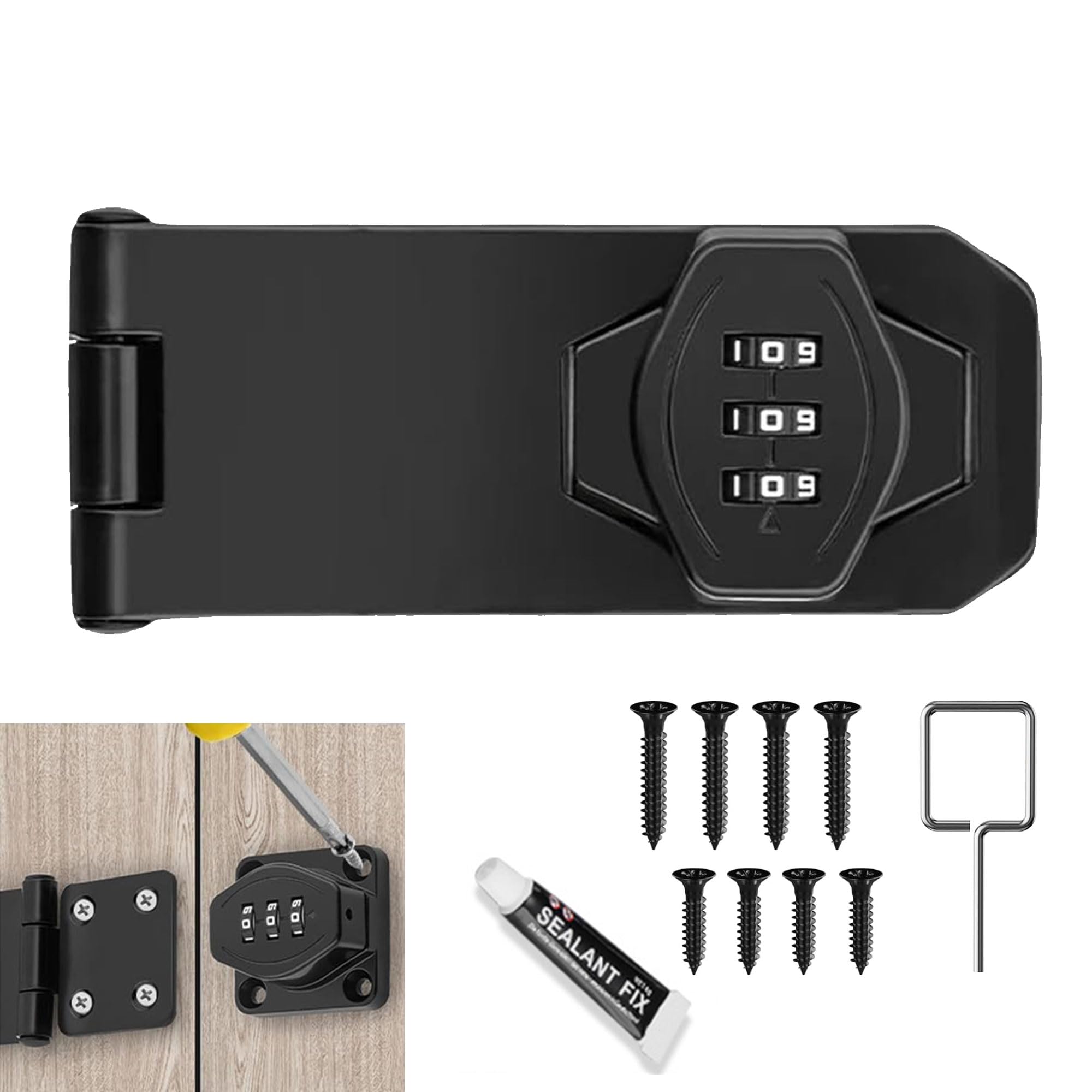 Hayaww 5 Inch Combination Lock Latch Combination Lock Code Door Lock Code Lock Combination Lock Latch for Door Lock (A)