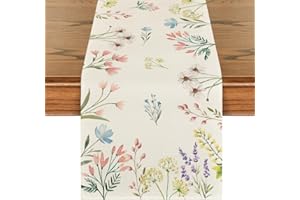 Artoid Mode Flowers Floral Summer Table Runner, Seasonal Spring Fall Kitchen Dining Table Decoration for Home Party 13x72 Inch