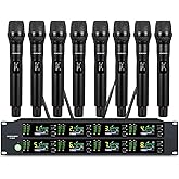 GOLDEN MARS Wireless Microphone System, 8-Channel Wireless Mic, w/ 8 Handheld Dynamic Microphones, Auto Scan,8x25 UHF Frequencies, 328ft Range, Mics for Singing,Church, Karaoke
