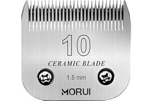 morui Pet Dog Grooming Clipper Replacement Blade，Detachable Ceramic Blade，Compatible with Most Andis,Oster A5 Wahl KM Series Clippers Size 10 Cut Length 1/16"(1.5mm)