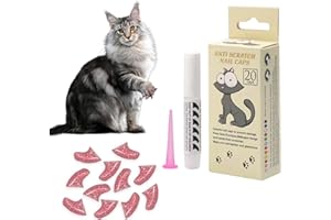 IRWU Cat Nail Caps with Glue - 20pcs Pet Kitten Cat Claw Caps Cat Claw Covers for Small Medium Large Cats - Crystal-Pink S