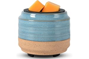 mocosa Ceramic Wax Melt Warmer,2 in1 Candle Wax Warmer Fragrance Warmer for Wax Cubes,Wax Melter as Gifts for Mom Grandma Women (White Brown)