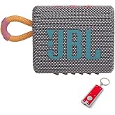 JBL Go 3 - Portable Bluetooth Speaker, Built-in Battery, Waterproof and Dustproof, Bonus Keychain LED Included - Gray