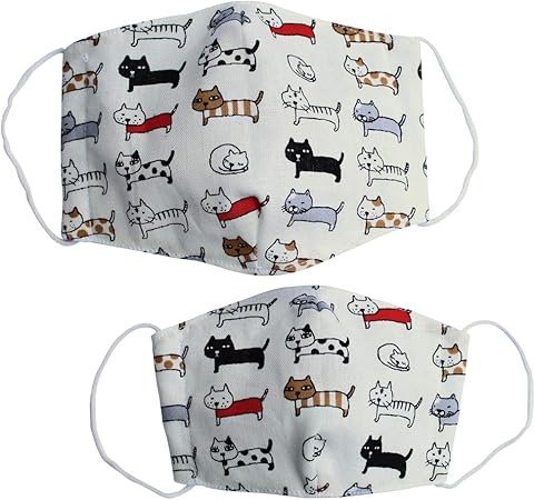 Amazon Co Jp ねこ 親子マスク ペアマスク お揃い リンクマスク 洗えるマスク 日本製 手作り立体マスク 裏地 吸水速乾素材 ホワイト ねこ ドラッグストア