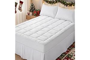OLANLY Queen Quilted Fitted Mattress Pad – Soft Pillow Top Mattress Topper, Down Alternative Fill, Cooling Comfort Breathable Mattress Cover, Machine Washable Deep Pocket Mattress Protector, White