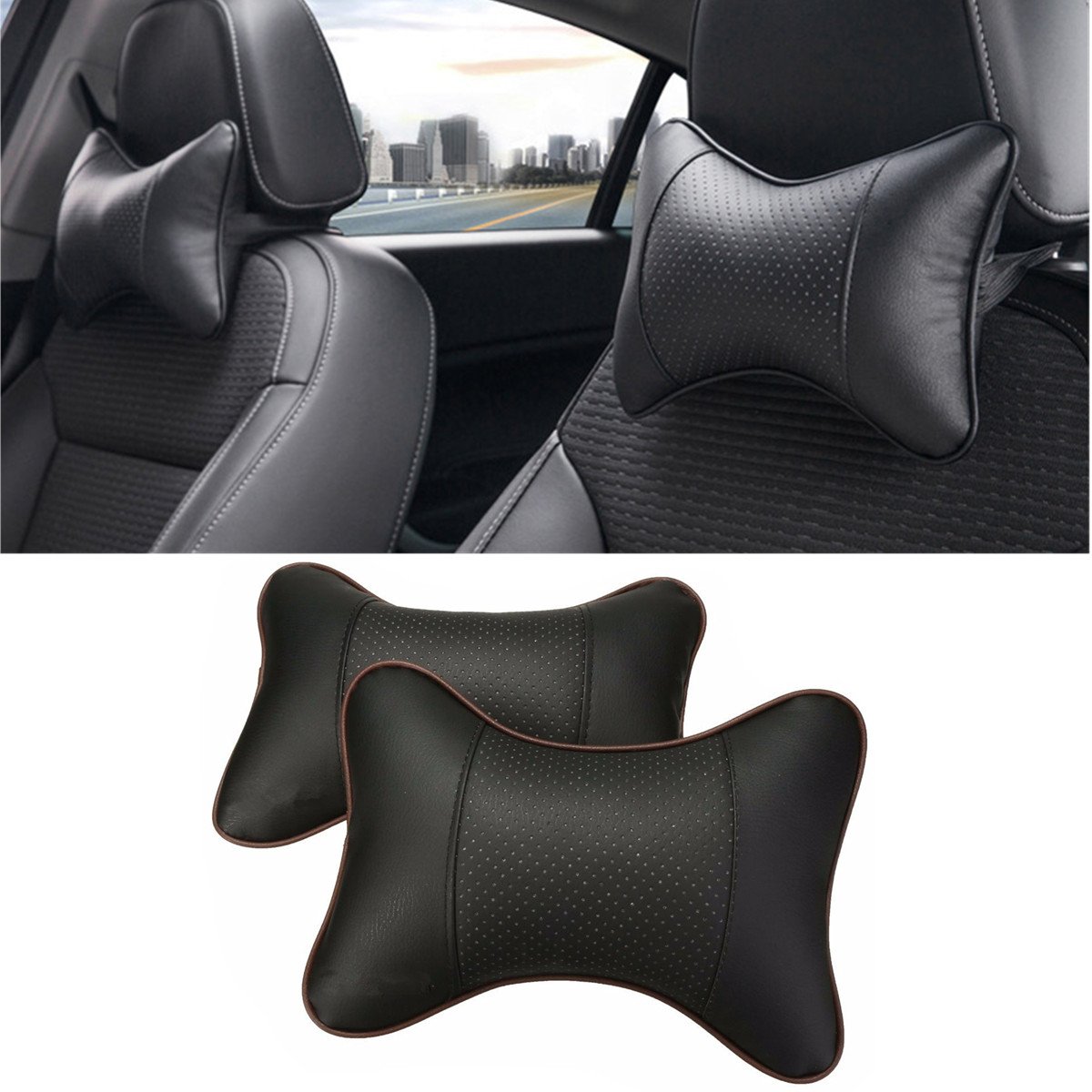 Paquete de Almohadas del Cuello del Coche JELEGAN Respirable Auto Asiento Cabeza