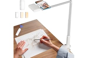 yAyusi Overhead Phone Mount for Recording,Phone Stand for Recording Overhead,Articulating Arm Cell Phone Holder with LED Ring Light,Desk/Bedside Tripod for YouTube Live Stream Cooking Video Recording