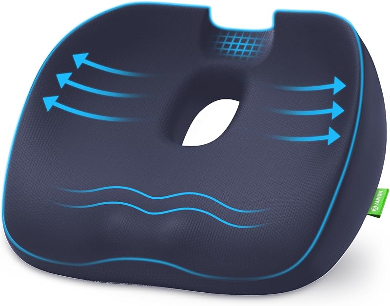 AUVON Donut Pillow Seat Cushion Memory Foam Navy Blue for Hemorrhoids
