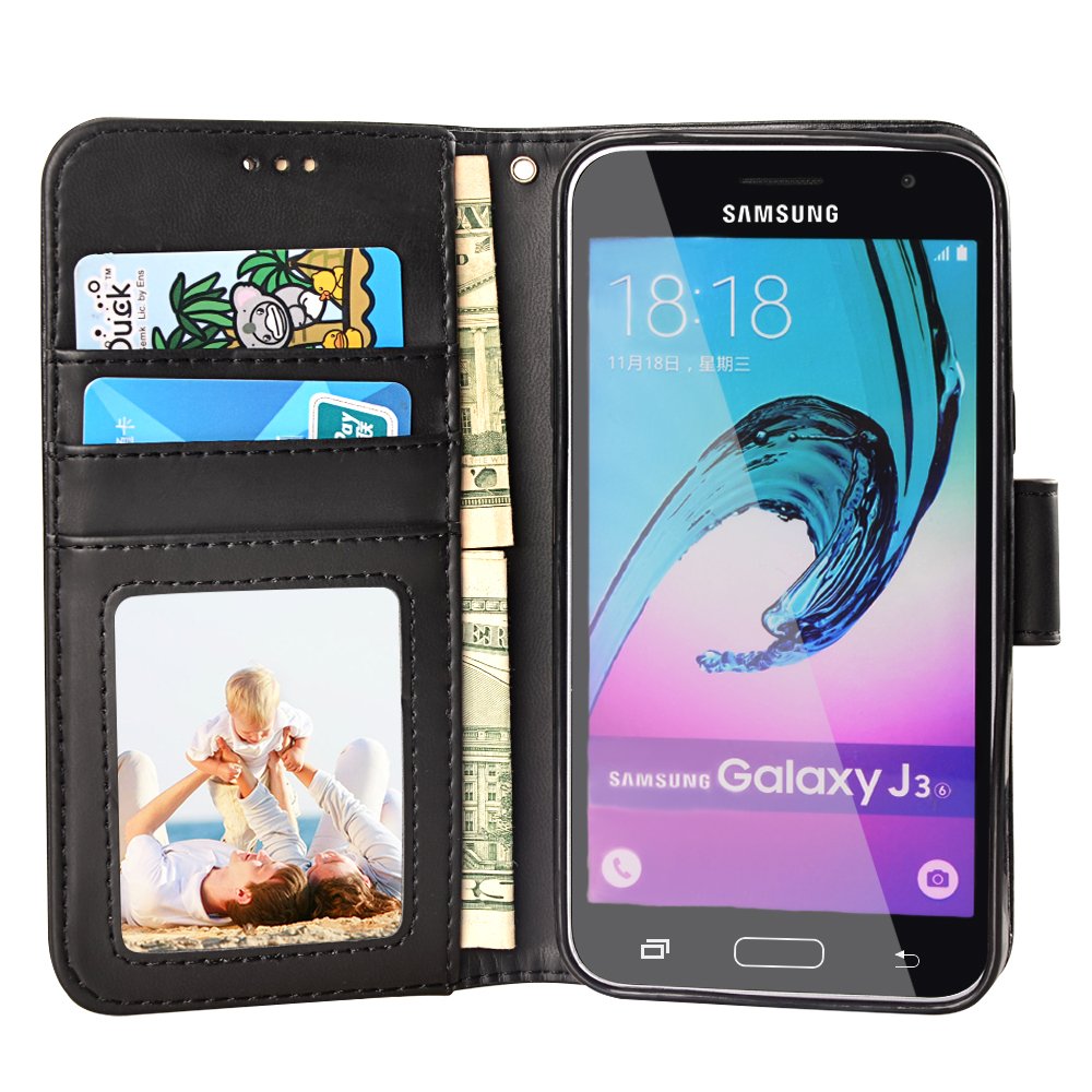 J3 2016 Case, MagicSky Galaxy J3 Wallet Case Folio Flip Premium PU Leather Case Cover with Card Holder Slot Pockets, Wrist Strap, Magnetic Closure For Samsung Galaxy J3 (2016) SM-J320 5.0\