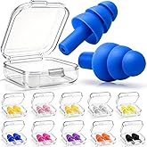 Leffis 20 Pairs Reusable Silicone Ear Plugs, Noise Cancelling Earplugs | High NRR 32dB Earplugs for Sleeping, Snoring, Swimming &amp; Studying, Waterproof Soft Christmas Tree Cordless Ear Plugs