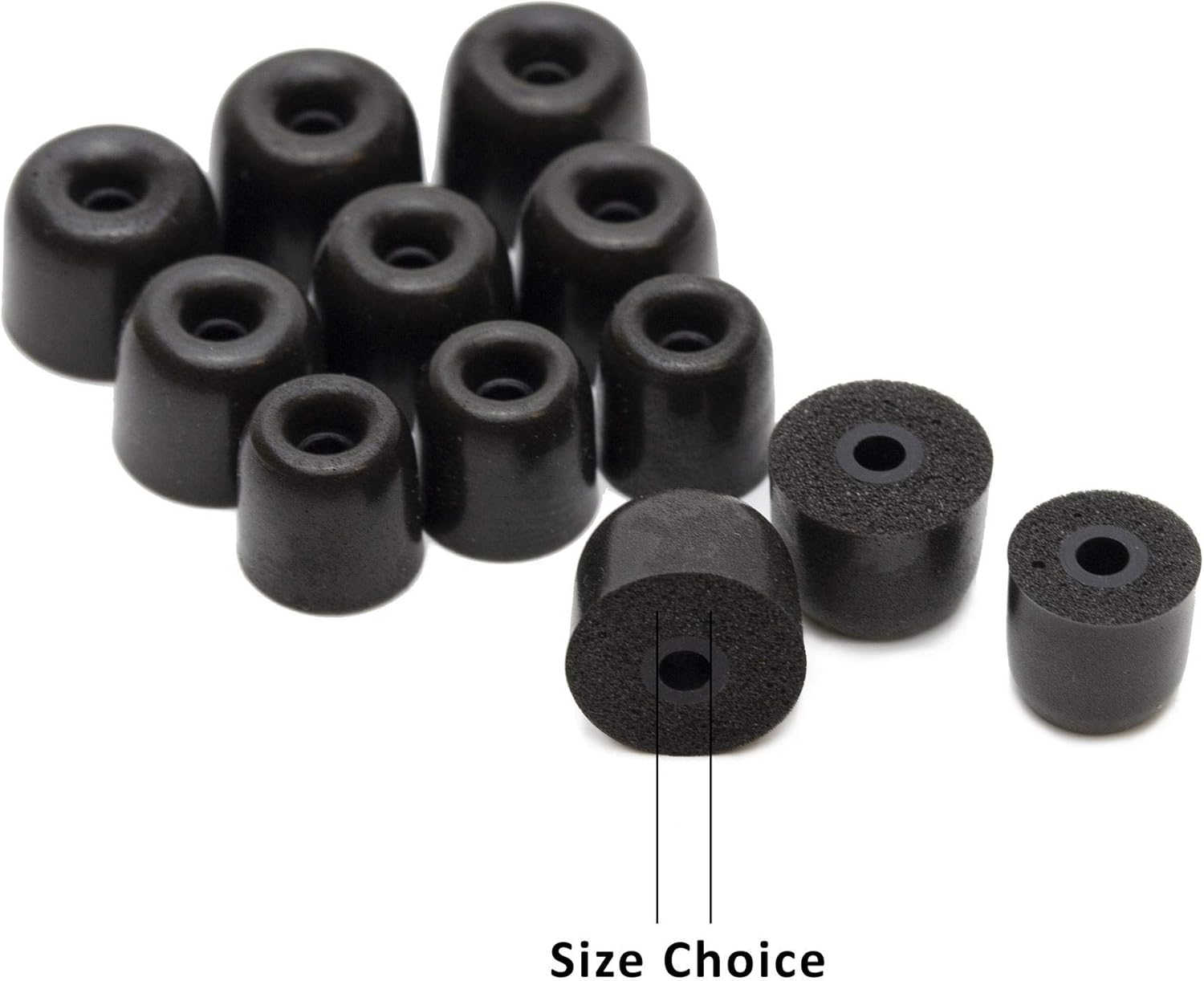 Okuli Set of 12 Memory Foam EarBuds Ear Tips For Earphones (Small, Medium, Large) - 3.5mm, Black, 3.5 - 4.0mm - Image 4