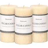 3x6 Inch Ivory Pillar Candles Set of 3 - Hand-Poured Unscented Candles, Long Clean Burning, Large Big Candles, Smokeless Dripless Candles for Dinner Table, Wedding, Home, Bathroom, Rustic Decor