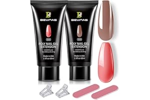 BEVINAS Poly Gel Nail Kit Professional Poly Gel Nail Colors Poly Nail Gel Extension Gel 2.3oz 2PCS (REDNUDE&COFFEE)