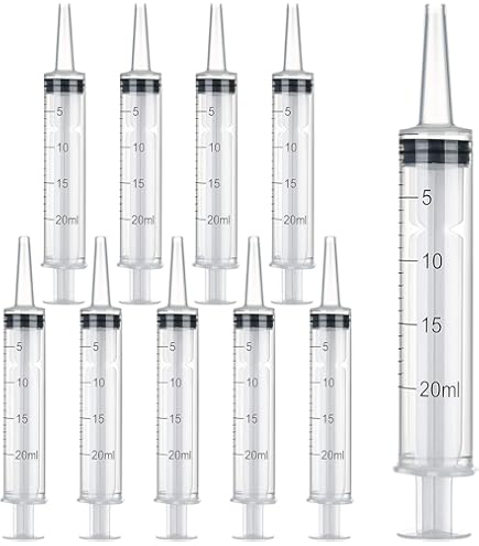 20 Pack 12cc Disposable Oral Dental Syringes - Curved Tip, Monoject Style