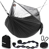 Sunyear Hammock Camping with Rain Fly Tarp and Net, Portable Camping Hammock Double Tree Hammock Outdoor Indoor Backpacking T