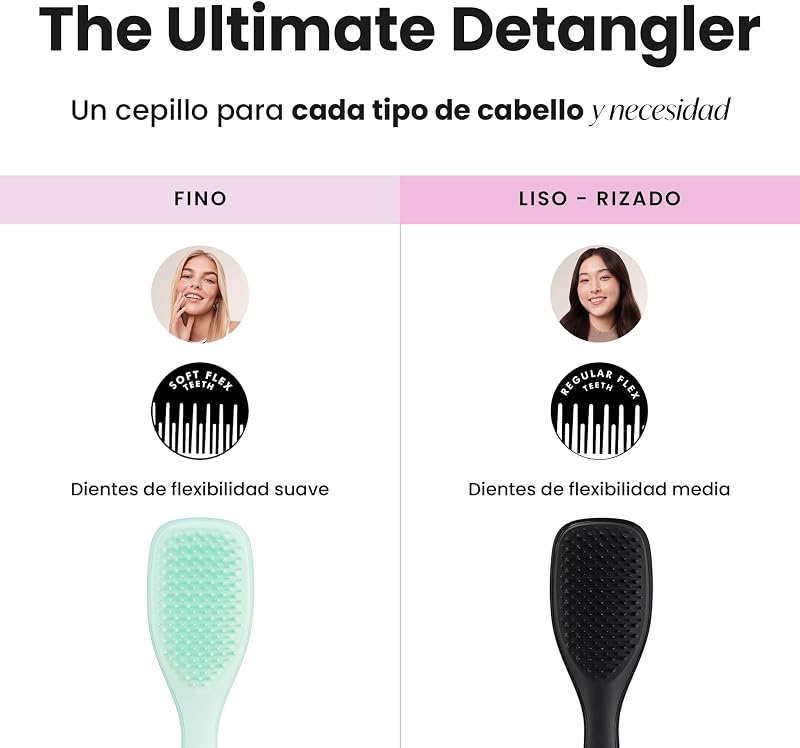 Mini Ultimate Detangler - Cepillo Desenredante Mini para Pelo Seco y Mojado - Apto para Todo Tipo de Cabello - Perfecto para Niños y Viajes - Negro
