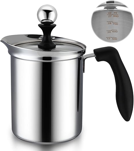 Amazon Com Manual Milk Frother Enloy 27 Oz Stainless Steel Handheld Milk Frothing Pitchers Hand Pump Milk Foamer With Filter Screen For Milk Coffee Cappuccino Latte Hot Chocolate 800ml Kitchen Dining