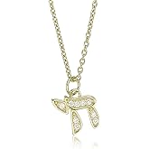 Lavari Jewelers 3/4 Carat Lab Grown Diamond Chai Pendant for Women I 18k Yellow Gold Plated 925 Sterling Silver Necklace for Her I 16 to 18 Inch Adjustable Cable Chain with Lobster Claw Clasp