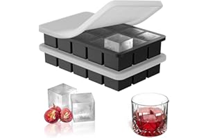 1.3" Small Square Silicone Ice Cube Tray for Freezer, 15 Cavity Big Old Fashioned Ice Cube Mold for Whiskey,Craft Ice Cube Mo