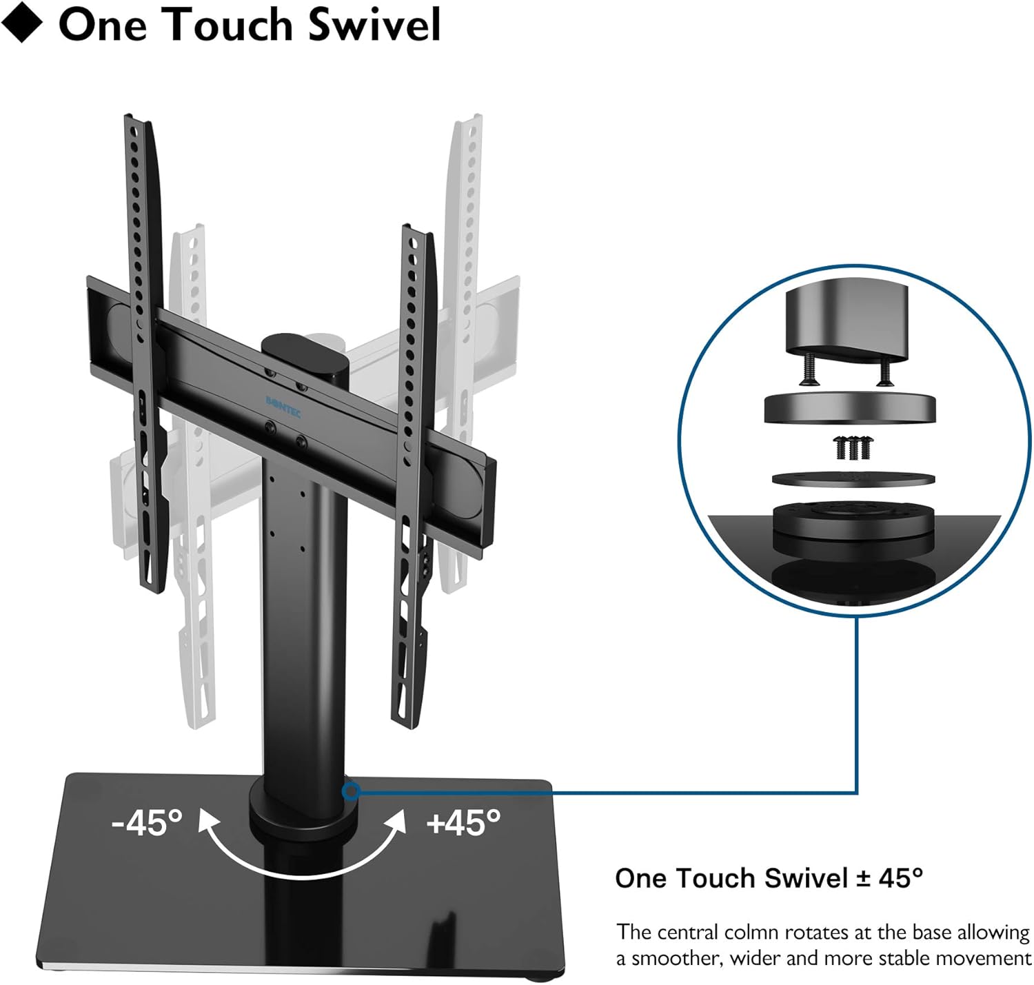 BONTEC Universal Swivel Table Top TV Stand for 2655 LED OLED LCD