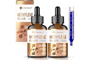 LILYMOON Methylene Blue, 2 Pack Methylene Blue Pharmaceutical Grade with Enhanced Liquid Solution for Increased Absorption, for Human Drop No Formaldehyde, No Gluten & GMO (4 Oz)
