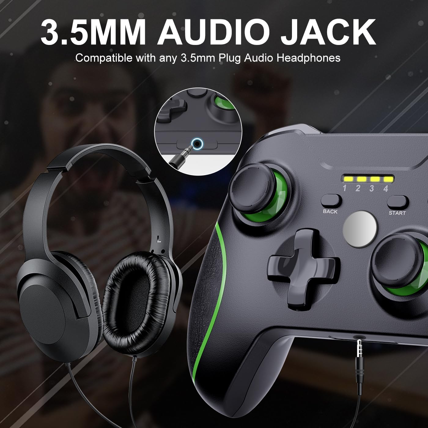 Xbox One Controller,2.4GHz Wireless Xbox Controller with 3.5mm Headphone Audio Jack Xbox Controller for Xbox One X/S Xbox Series X/S,Black
