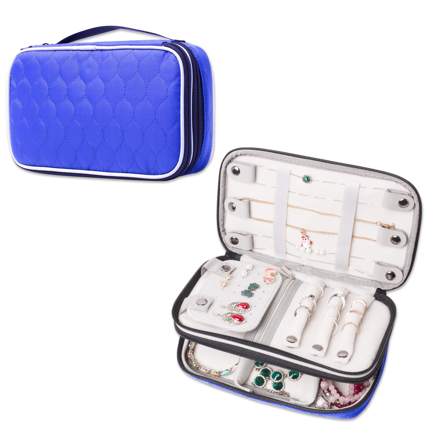 Luxja Travel Jewellery Case, Quilted Jewellery Organiser, Double Layer