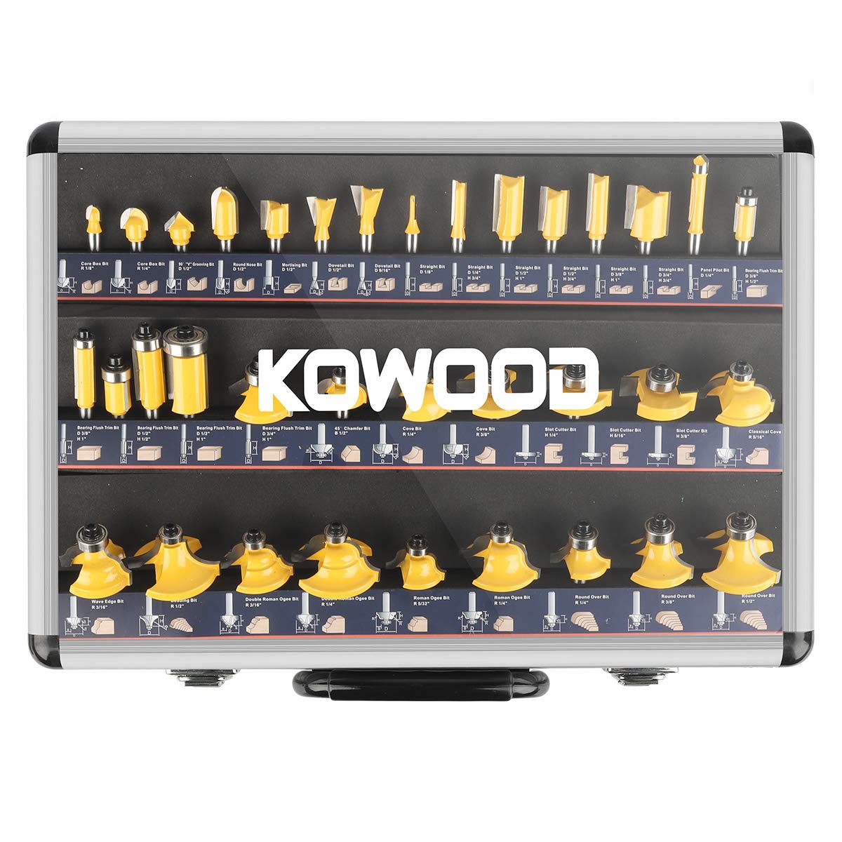 Photo 1 of KOWOOD Router Bits Sets of 35B Pieces 1/4 Shank Router Bit Set T Shape Wood Milling Cutter