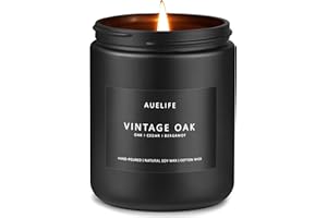 AUELIFE Scented Candles for Men | Vintage Oak Scented Candle - Candle for Men, Men Candles for Home Scented, Candle Gifts for Him/Friend, Aromatherapy Candle in Black Jar