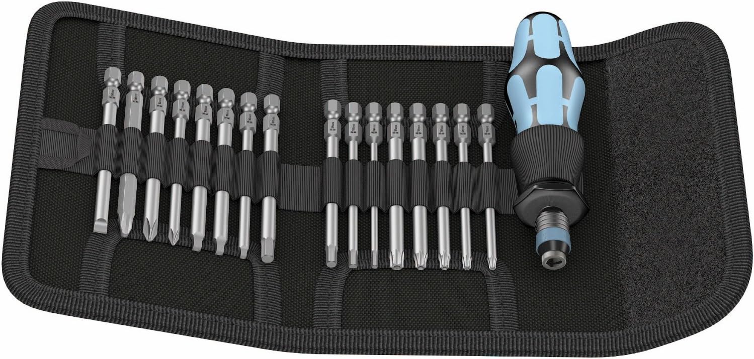 Wera Kraftform Kompakt 60 Stainless Bit-Holding screwdriver & Bit set, PH/PZ/TXBO/SL/HEX, 17pc, 05071116001