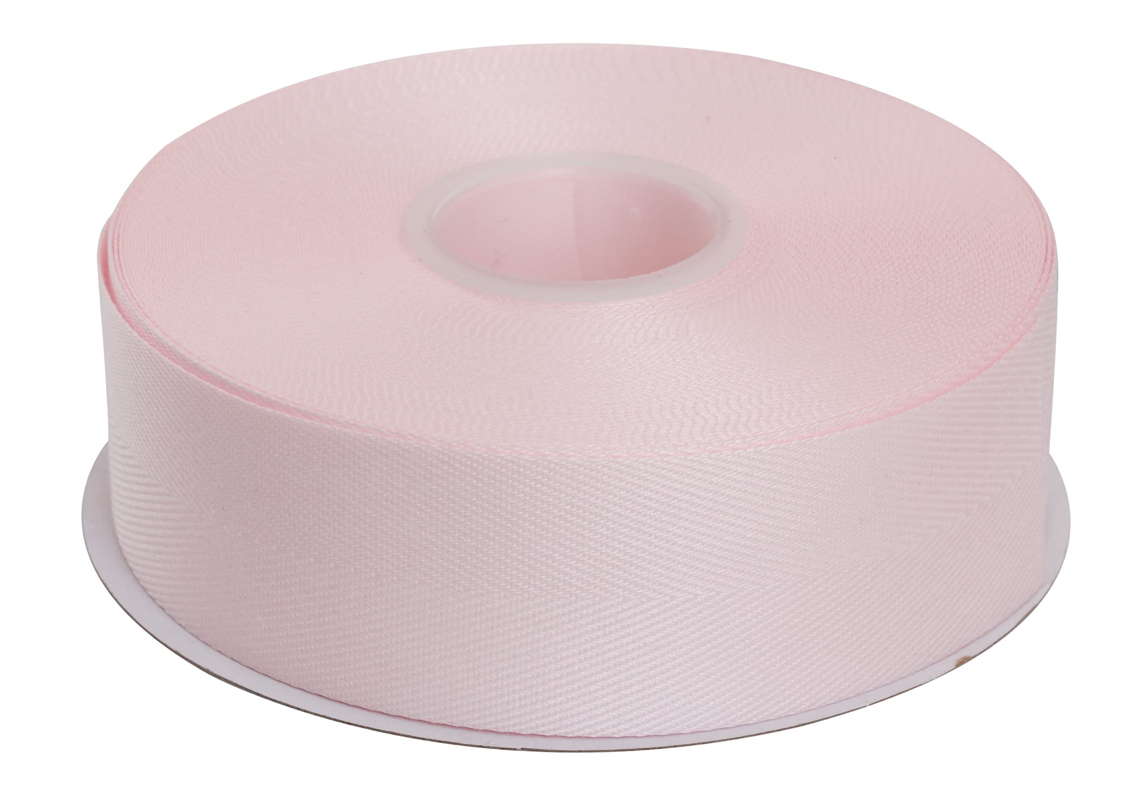 Joycrosso Herringbone Tape Twill Ribbon Soft Handle, Great for Gift Wrapping Craft Sewing, 38mm x 22 Meters - Powder Pink