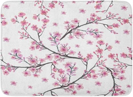 Amazon 玄関の敷物の敷物屋外 屋内ドアマット桜の花の花柄水彩画ピンク抽象浴室の装飾の敷物 60x40cm 玄関マット オンライン通販