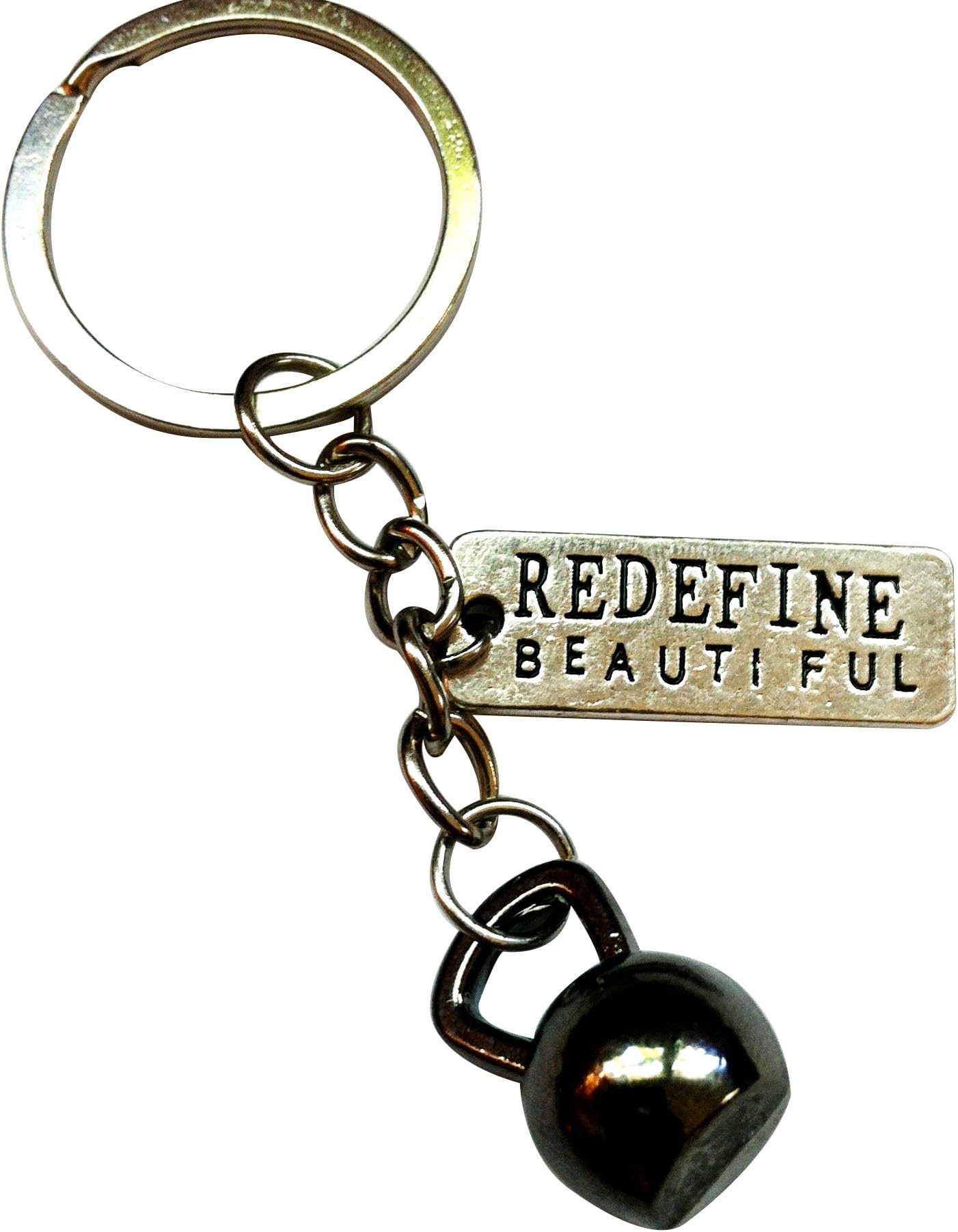 Kettlebell and Redefine Beautiful Keychain (Black)