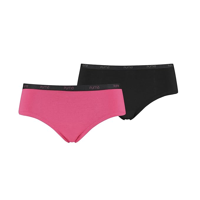 PUMA Damen Unterwäsche Basic Hipster 2P,563009001, Mehrfarbig (Azalea), Gr. L