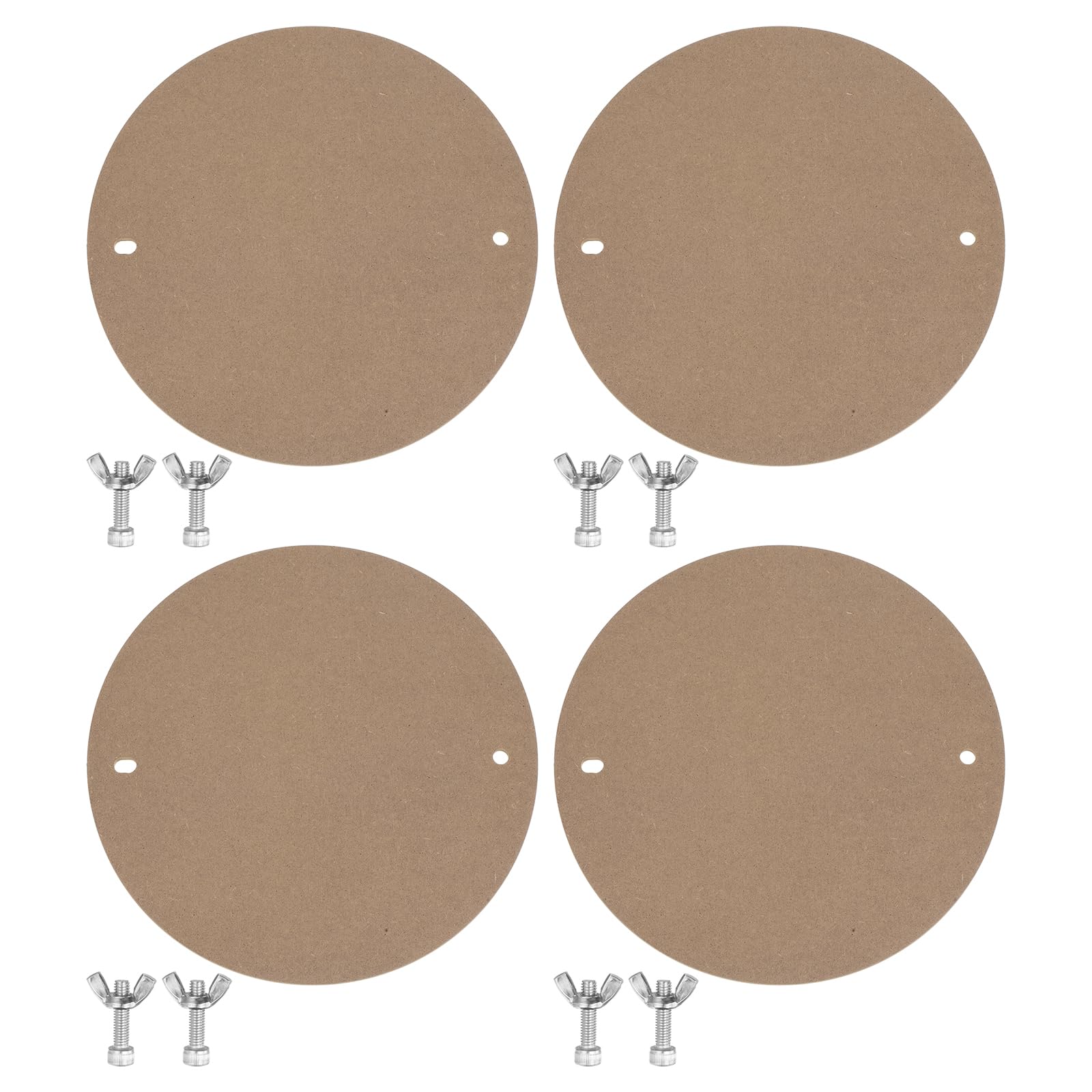 PATIKIL 4 Pack 14" Pottery Wheel Bats, 1/3" Thick Round Pottery Bat System, Pre Pin Holes 10" Apart with 1" Long Pin 304 Stainless Steel Screws for All Standard Pottery Wheels