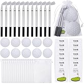 AIOMOB 12 Sets Golf Ballpoint Pen Golf Pads Thank You Cards and Bags Golf Club Props Funny Sports Golfing Pen Black Gel Ink Golfing Pen for Men Women Golf Party Office Coworkers Stationery