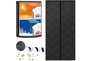 FAIYRAL Magnetic Thermal Insulated Door Curtain, Door Insulation Cover Screen for Door Size 36" x 82", Durable Oxford Cloth & Thicken Polyester Fiber Fill for Garage Attic Doorways Hallway, Black