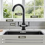 Hapilife Kitchen Sink Mixer Tap Monobloc Dual Lever Matte Black 1 Hole view 6