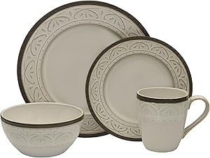 Pfaltzgraff Promenade Scrool 16-Piece Dinnerware Set, Service for 4