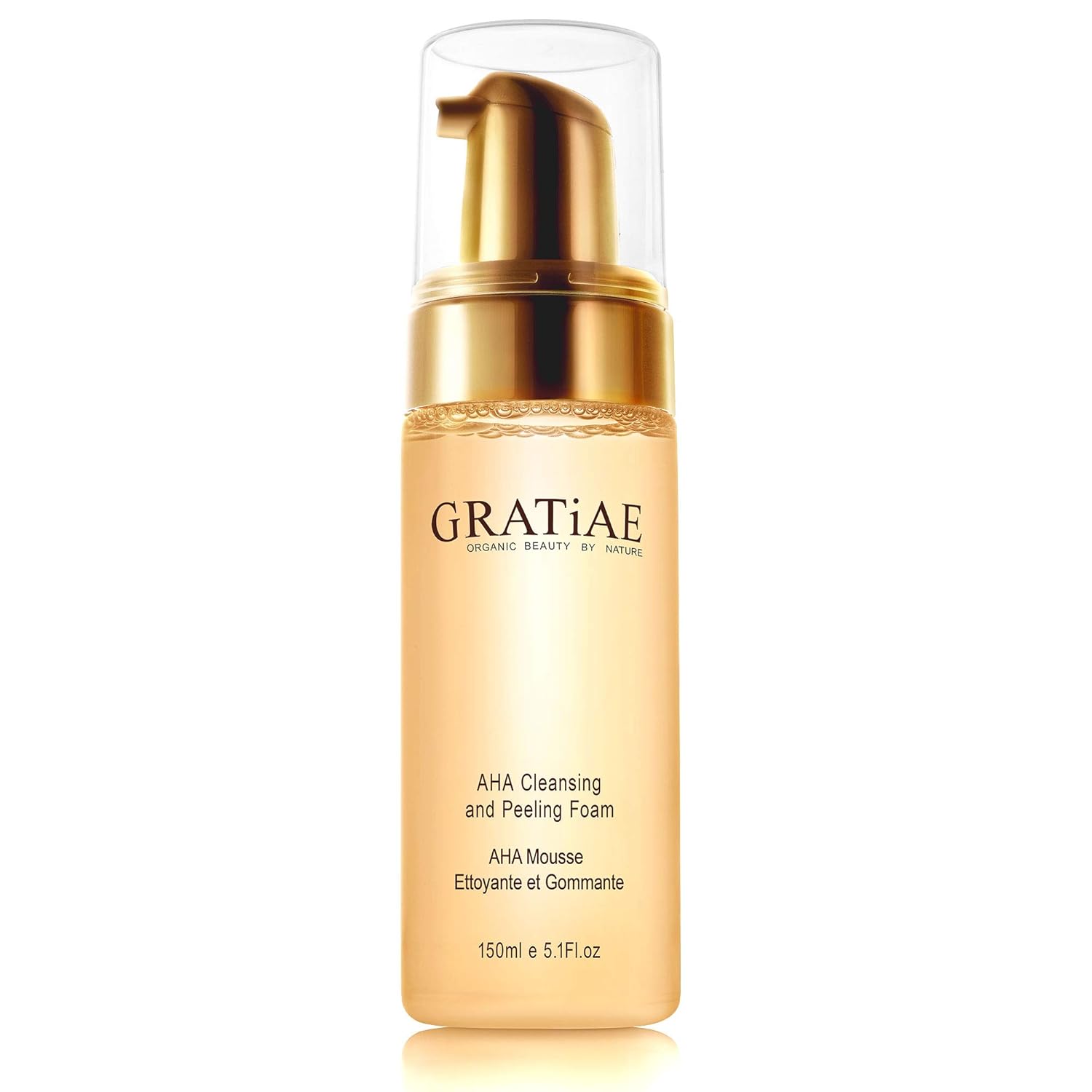 Gratiae Organics AHA facial Cleanser and Peeling Foam, Anti-Aging, Breakout & Blemish, Wrinkle Reducing, Gel Face Wash - Clear skin Oily, Dry & Sensitive Skin with Organic & Natural Ingredients 5.1 fl