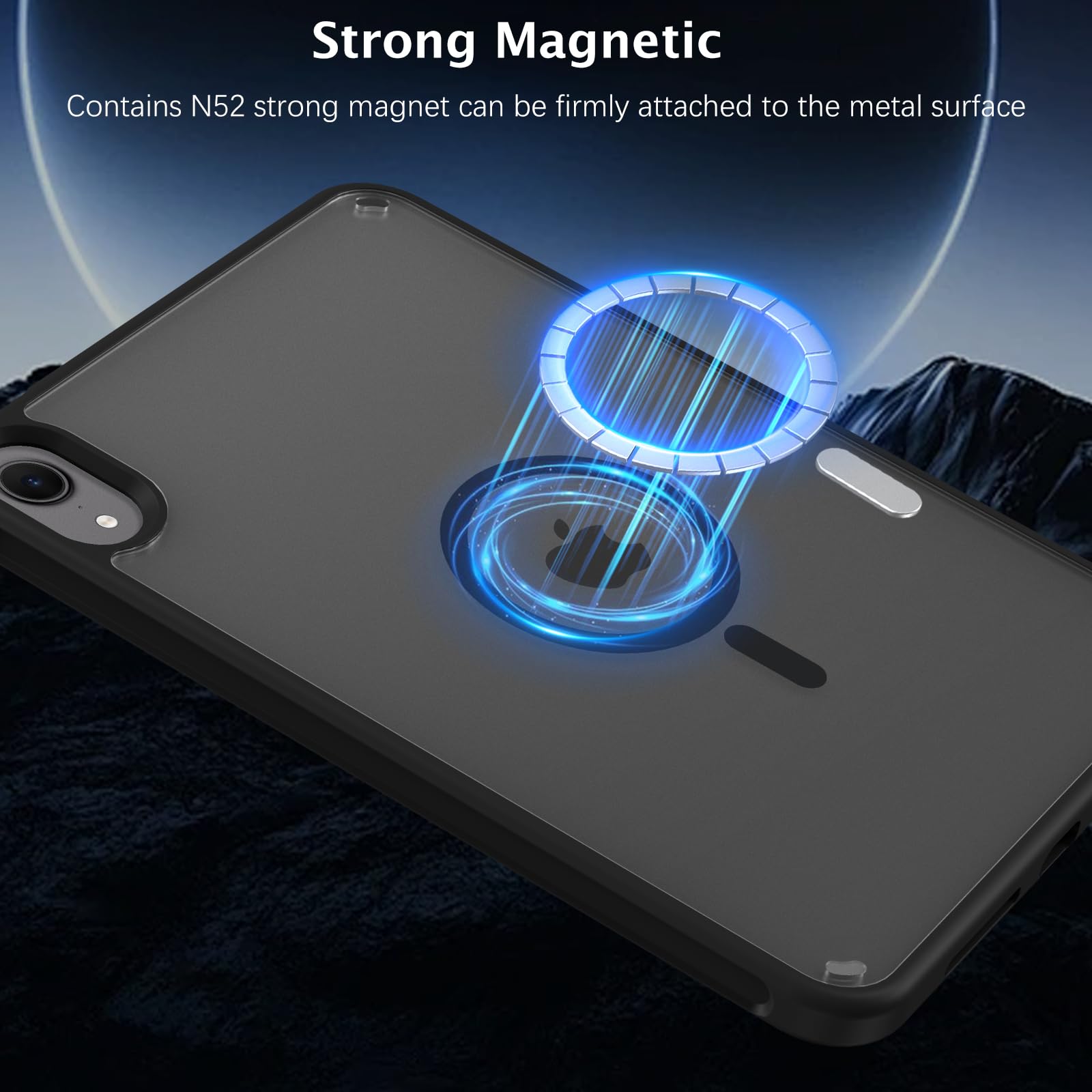 Telaso for iPad mini 7 A17 Pro 2024/iPad Mini 6 2021 8.3 Inch iPad mini 7th/6th Gen Magnetic Case, Translucent Matte Back Soft TPU Bumper Military Grade Protective Case for iPad mini 7/Mini 6, Black