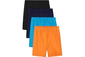 Resinta 4 Pack Toddler Boy Shorts Elastic Waist Boys Athletic Basketball Soccer Shorts Summer Pull-On Comfort for Playwear