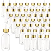 Easeen 48 Pack 2oz Clear Glass Dropper Bottles, Eye Dropper Bottles with Glass Droppers for Essential Oils, Perfumes(60ml, Gold)