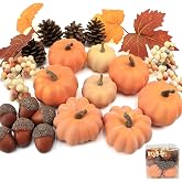 Ghrdopy 22 PCS Pumpkin Decor - Fall Decorations Plastic Pumpkins for Autumn Decorating Kit Halloween Thanksgiving Party Supplies