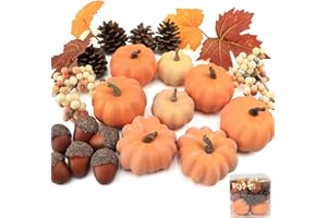 Ghrdopy 22 PCS Pumpkin Decor - Fall Decorations Plastic Pumpkins for Autumn Decorating Kit Halloween Thanksgiving Party Supplies
