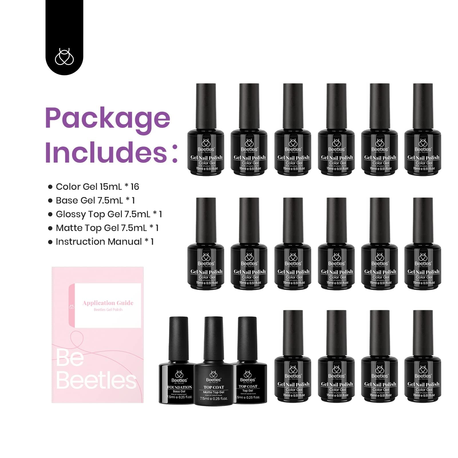 beetles Gel Polish 16 Colors Fall Gel Nail Polish Set White Dark Brown Pink Nude Colors Natural Charm Nail Polish with 3Pcs Base Top Coat Gel Manicure Kit Salon DIY Home Gift for Women Girls - Image 6