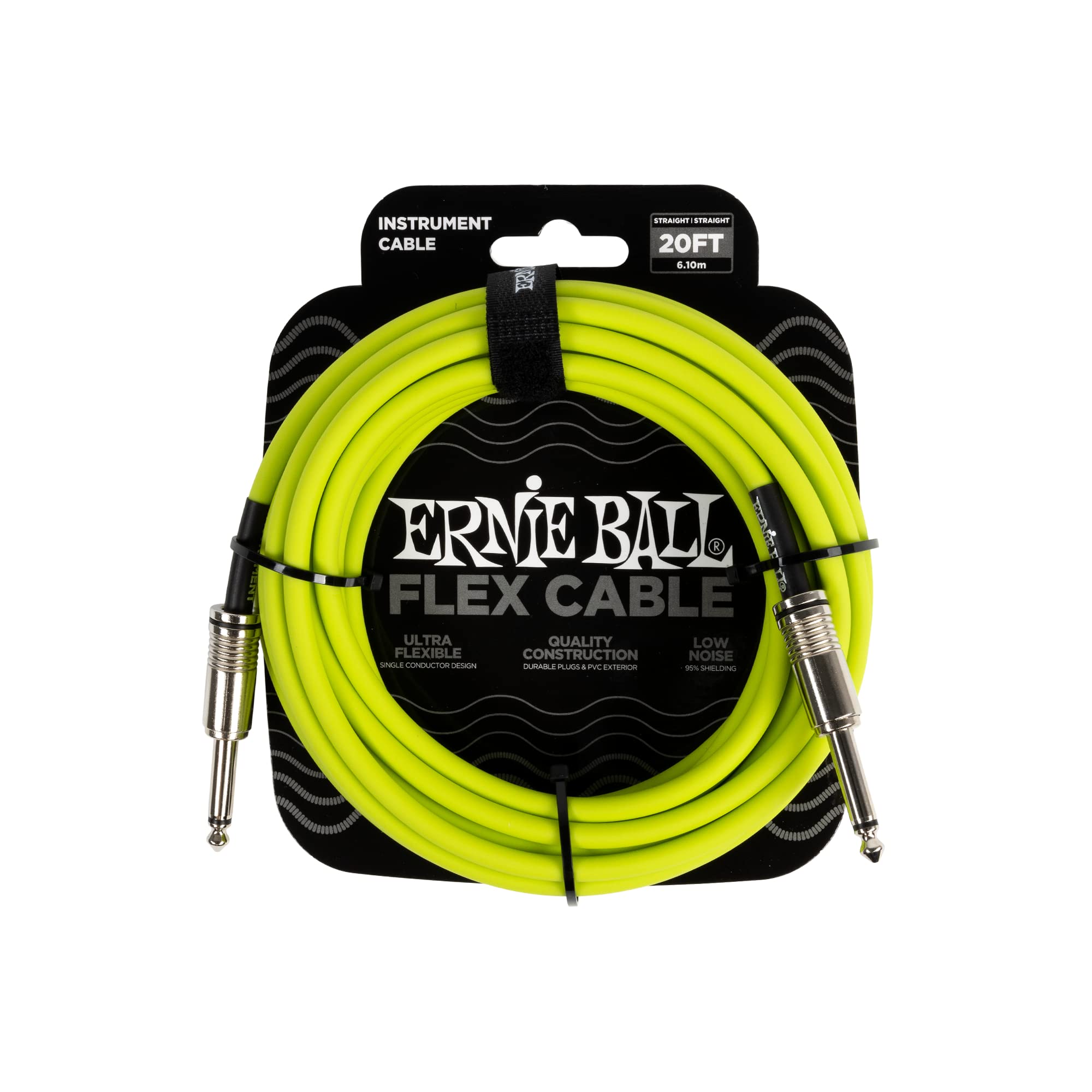 Ernie Ball Flex Instrument Cable Straight/Straight 20ft - Green — image 1