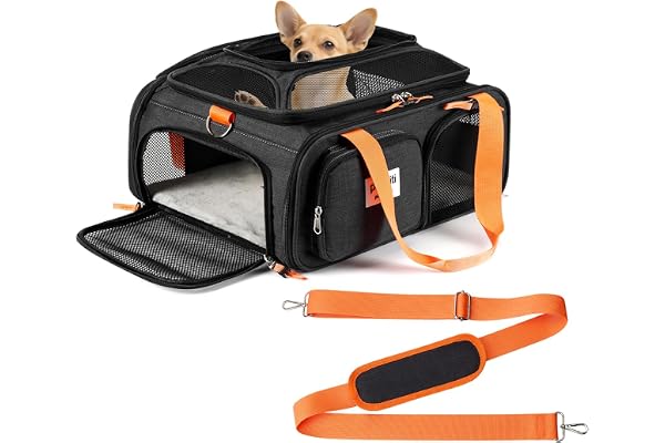 pidipiti 17x13x8 Soft-Sided pet Carrier,for 1 Extra-Small Dog/Small cat | top Expandable,TSA Approved,for Frontier Allegiant
