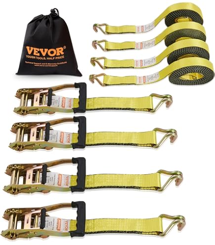 8-Pack First.racing 2" Ratchet Tie Downs With Steel J-Hooks – 6600 Lb Capacity