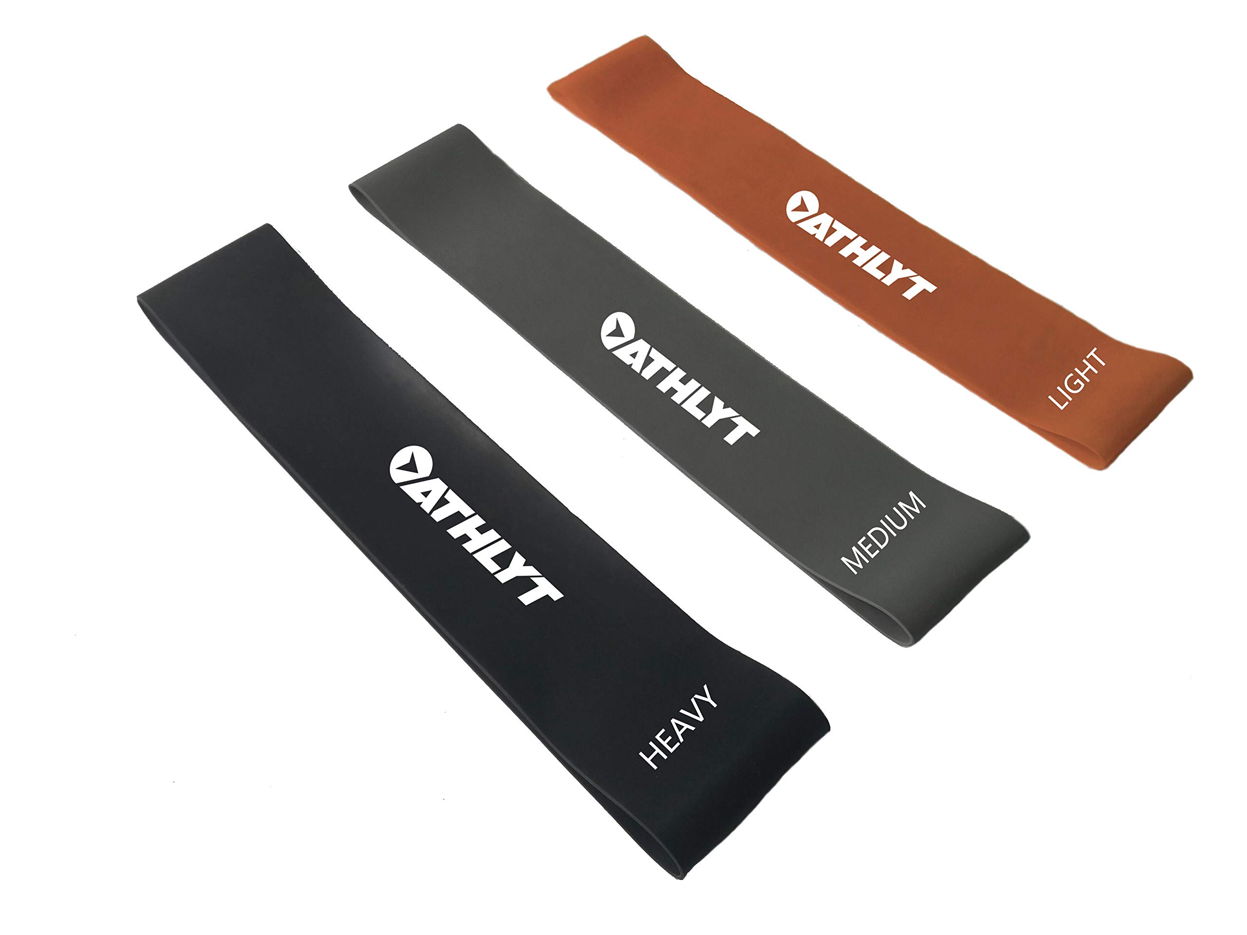 Athlyt Set of 3 Resistance Loop Bands in Grey/Black/Orange Unisex – In Home Fitness & Gym Equipment for Home – Home Gym Training – Mens Resistance Bands – Gym Resistance Bands for Women
